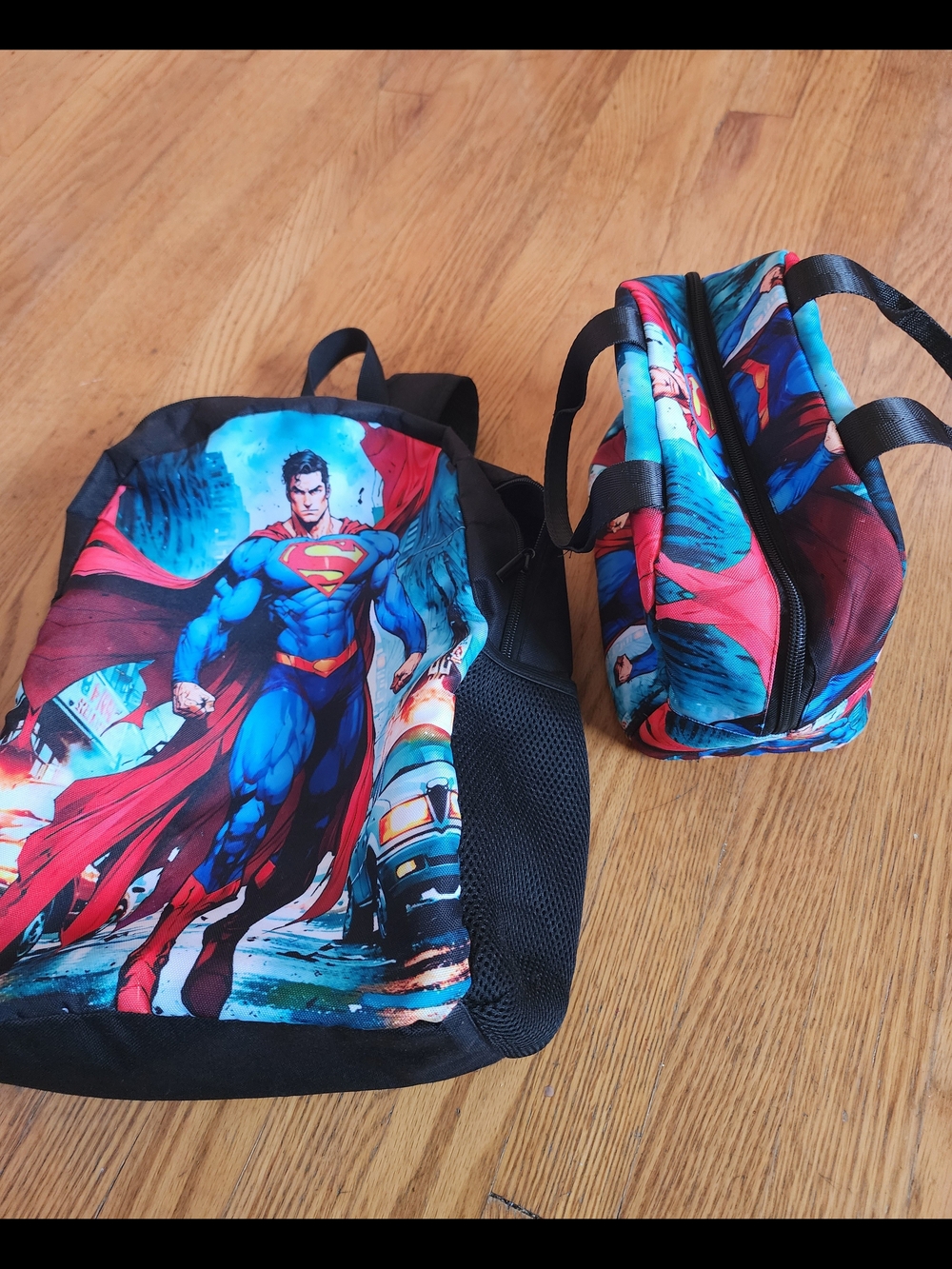 Superman Graphic Kids Backpack & Lunch Bag - Blue & Red